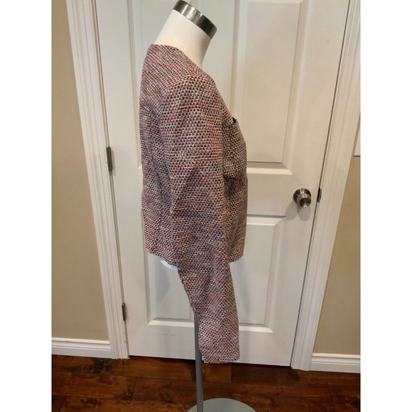 Theory Pink, Blue & White Tweed Zip-Up Jacket, Size 10 - Picture 4 of 7